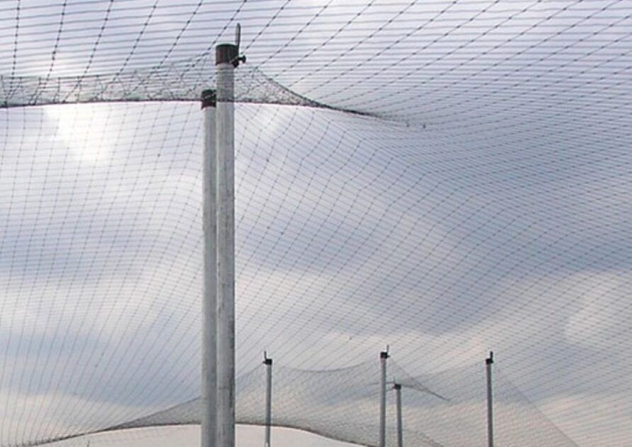 Anti-drone fence installation at facility perimeter